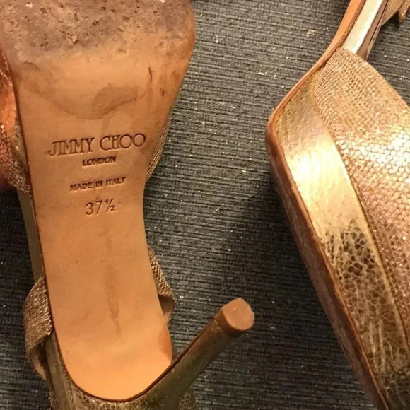𝅺JIMMY Choo Gold platform Sling Back Heels 7 - Picture 3 of 6